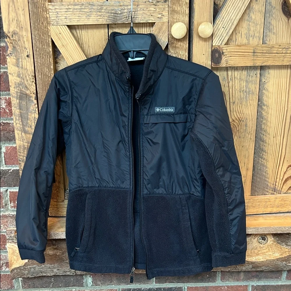 Columbia Boys' Steens Mt II Overlay fleece jacket in black size medium (10/12)